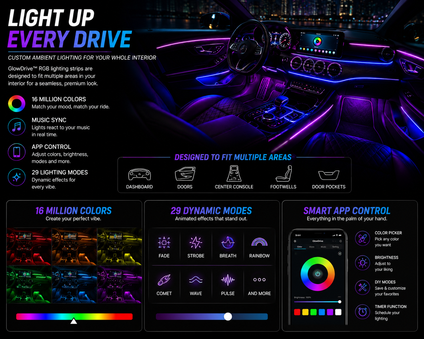 HQ GlowDrive™ RGB Interior Lighting Kit